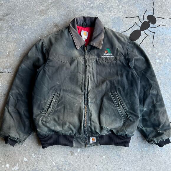 Vintage Y2K faded black carhartt Santa Fe work wear jacket